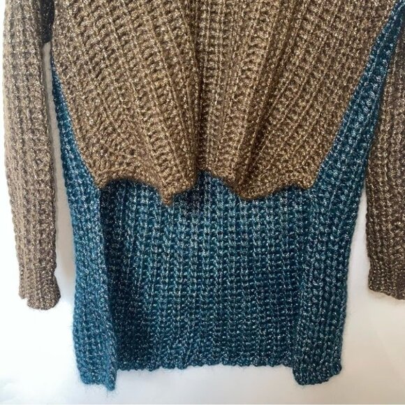 (Nude) Metallic Mohair and Wool blend  Chunky Knit Metallic Sweater Size Large - Picture 5 of 12